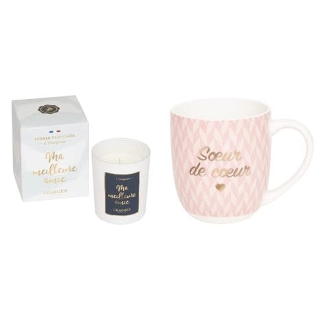 DRAEGER Paris | Bougie Blanche Cadeau Meilleure Amie | Idée Cadeau Sur, Amie, Copine | AnniversaireDRAEGER PARIS | Mug rose céramique “Sur de coeur” | Cadeau idéal pour sur, amie, copine.