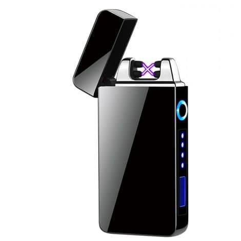 Briquet électrique ASANMU, idée cadeau pour homme, rechargeable via USB, coupe-vent avec double arc. Parfait pour bougies, barbecue. Cadeau original de Noël pour homme.