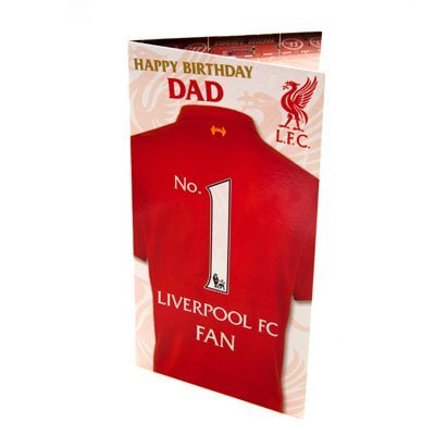 Carte d’anniversaire Liverpool F.C. “Joyeux anniversaire Papa”, idéale pour les hommes passionnés de football.