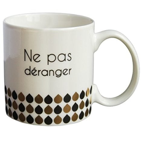 DRAEGER Paris | Tasse à café Noire & Dorée en Porcelaine Fine Ne Pas déranger |Mug Drôle pour Pause café, pour collègue, pour Amis |Tasse à café Unique avec Coffret Cadeau