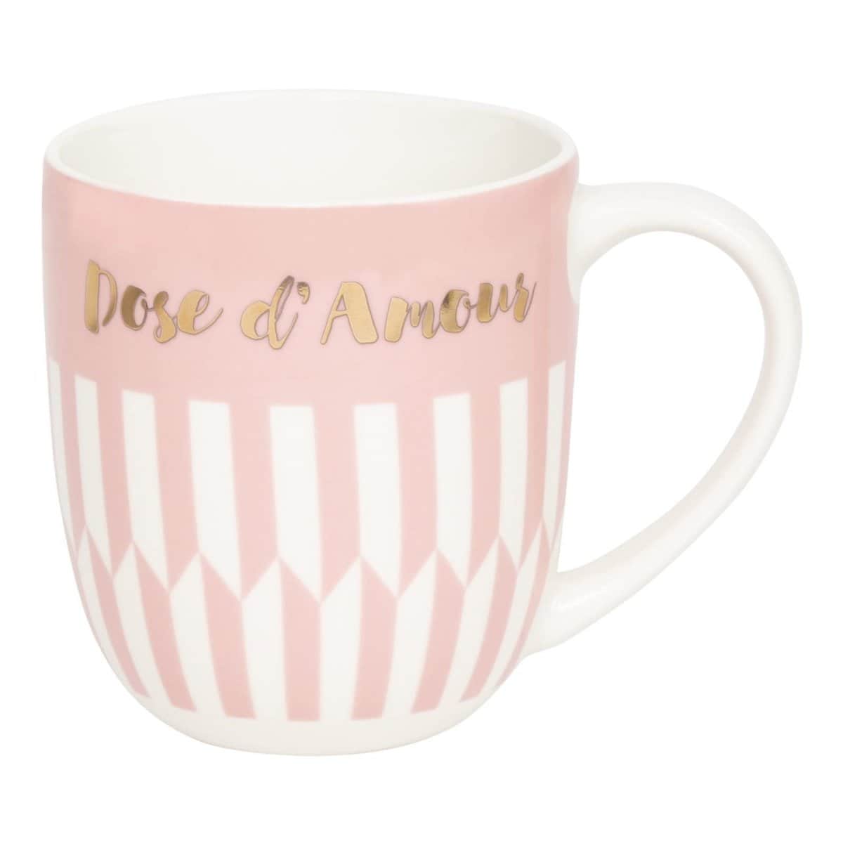 DRAEGER PARIS | Mug rose en céramique "Dose d'amour" | Idée Cadeau pour Amis, Couple, Amoureux, Collègue, Famille, Sur | Mug mignon avec coffret Cadeau