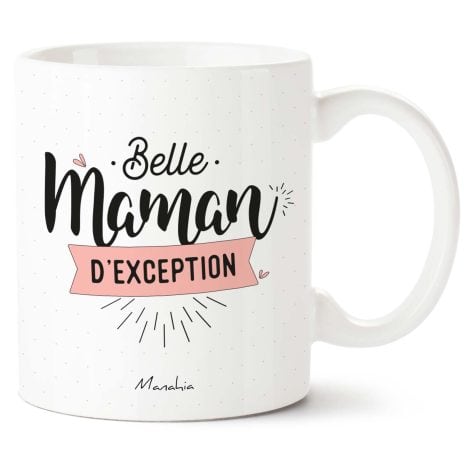 Mug Manahia Cadeau Belle Mère – Belle Maman d’exception – Boite Kraft – Imprimé en France – 330 mL Céramique – Future Belle Maman – Noël, Anniversaire Belle Mère – Fête Des Mères.