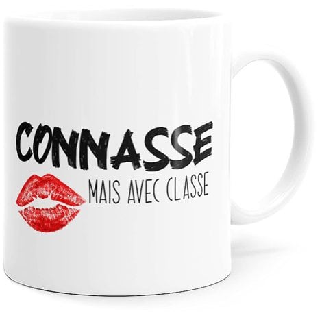 Tasse drôle “Connasse Classe”, cadeau pétillant pour amis, couple, frère, sœur, mari, femme, copine. Idéal pour Noël, anniversaire.