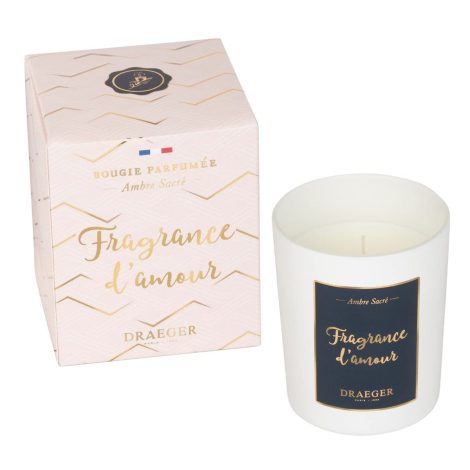 Bougie parfumée Ambre Sacré de DRAEGER Paris, idéale pour offrir à Mamie, Grand-mère, Maman, Famille, Petits-Enfants. Pot en verre, fabriquée en France, 100% cire végétale.