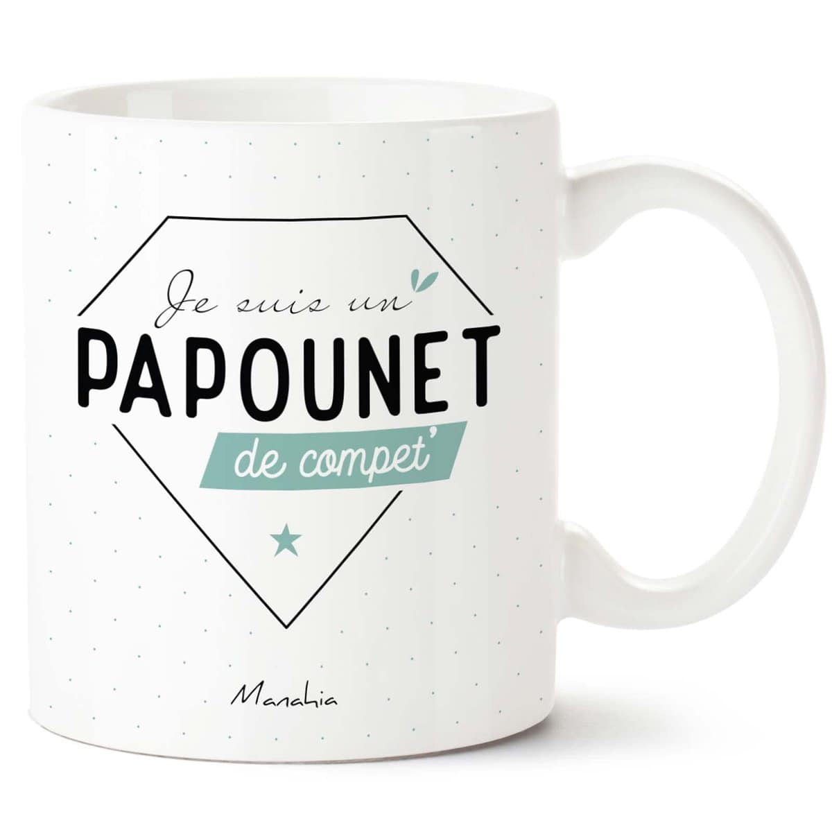 Manahia Mug Cadeau Papa - Je suis un Papounet de Compet' - Avec Boite Kraft - 330 mL Céramique - Imprimé en France - Futur Papa - Fête des pères - Anniversaire, Noël Papa - Tasse Personnalisée