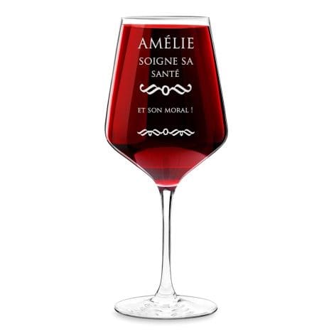 Verre à vin adapté à la dégustation – Verre gravé 530ml pour apprécier vins rouges et blancs – Idéal cadeau d’anniversaire pour toutes les femmes – À la santé !