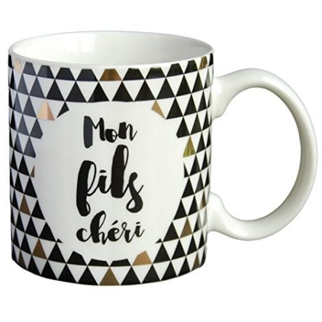 DRAEGER PARIS | Mug Noir & Or en porcelaine fine “Mon fils adoré” | Mug Mignon pour mon garçon, pour lui, pour homme, pour mon enfant | Tasse à café unique avec coffret Cadeau.