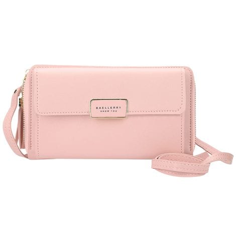 Sac à bandoulière en cuir PU pour téléphone portable avec porte-cartes et fermeture à glissière, pour femme.