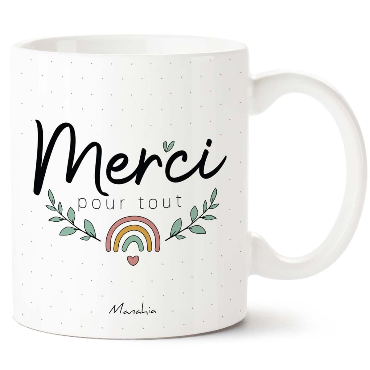 Manahia Mug Merci Tasse Personnalisée - Merci pour tout - Avec Boite Kraft - Imprimé en France - Cadeau Remerciement - Cadeau pour dire Merci - Merci beaucoup