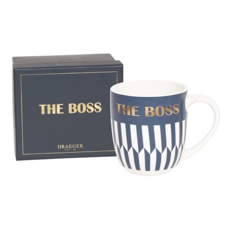 DRAEGER PARIS 1886 | Mug en céramique bleue “The Boss” | drôle cadeau homme | Coffret cadeau inclus.