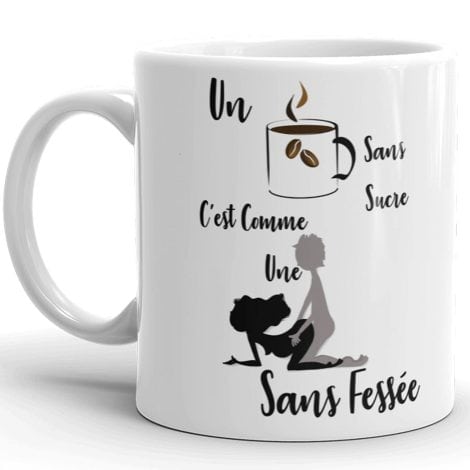 Tasse céramique drôle pour café sans sucre, un cadeau idéal pour Noël, anniversaire ou fête.