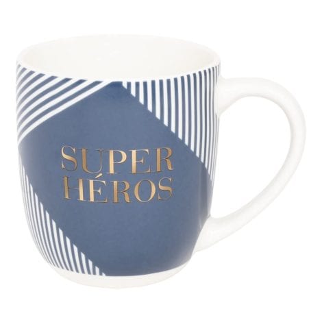 DRAEGER PARIS | Tasse humoristique bleue en céramique “Super Héros” | Idée de cadeau pour homme, frère, meilleur ami | Tasse à café avec coffret cadeau