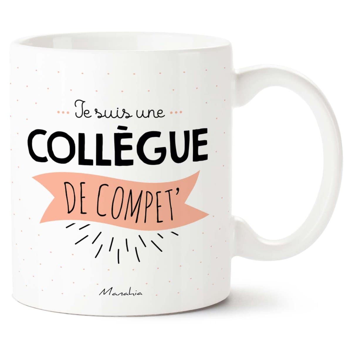 Manahia Mug Cadeau Collègue De Travail - Je suis une Collègue de Compet' - Avec Boite Kraft - Imprimé en France - 330, mL Céramique - Départ Collègue - Mug Travail - Tasse Collègue - Départ Retraite