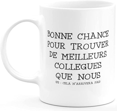 Tasse humoristique “Merci” pour le départ d’un collègue de travail – idée cadeau original.