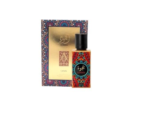 Parfum AJWAD 60ml d’Arabie, cadeau idéal pour femme, notes orientales d’agrumes, fleurs, épices, bois, ambre, musc, vanille.