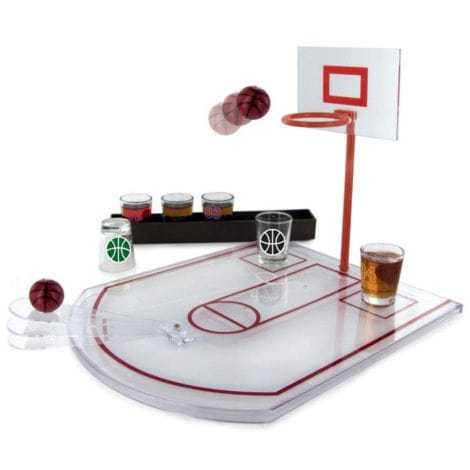 Jeu de basket à boire MISTER GADGET MG3039, en plastique et verre, couleur blanc, dimensions 24 x 31 x 22,5 cm.