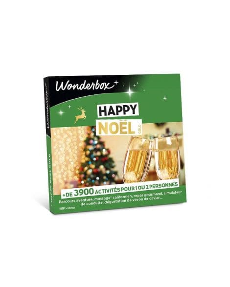 Cadeau Noël Wonderbox doré – Plus de 3900 activités : massage, repas, conduite, vin, caviar…