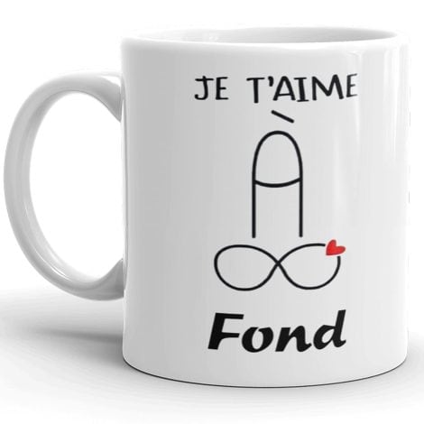 Tasse rigolote Kalféa Amour je t’adore fondamentalement, idée cadeau pour Noël, anniversaire, famille, amis, partenaire.