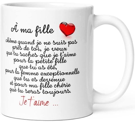 Tasse humoristique Luigi Collection “Ma Fille je t’Aime”, cadeau original pour femme et enfant. Parfaite pour anniversaire, St Valentin, Noël, déclaration à la mère et au père.