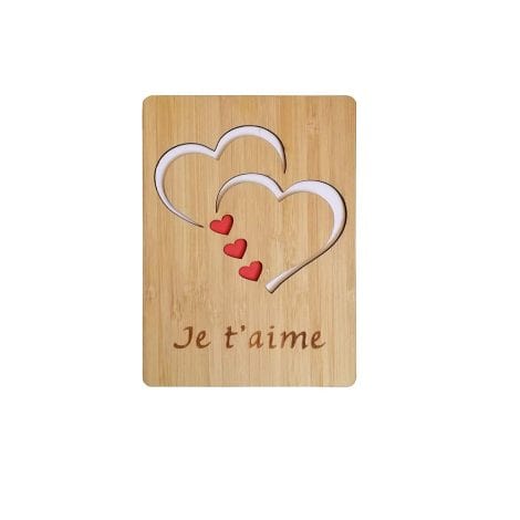 Carte en bois véritable de bambou – Idéale pour la Saint-Valentin, anniversaires et autres occasions spéciales.