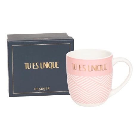 Mug en céramique “Tu es unique” de DRAEGER PARIS, idéal pour offrir en cadeau à un(e) collègue, ami(e), copine ou sur. Livré avec un coffret cadeau.