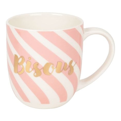 DRAEGER PARIS | Tasse à café en céramique rose “Bisous” | Cadeau idéal pour collègue, amoureux.se, famille, couple, amis, amitié, petite amie | Comprend un coffret cadeau.