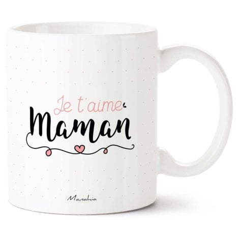 Mug personnalisé Manahia pour la maman que j’aime, avec boîte Kraft, idéal pour Noël, anniversaire ou Fête des Mères.