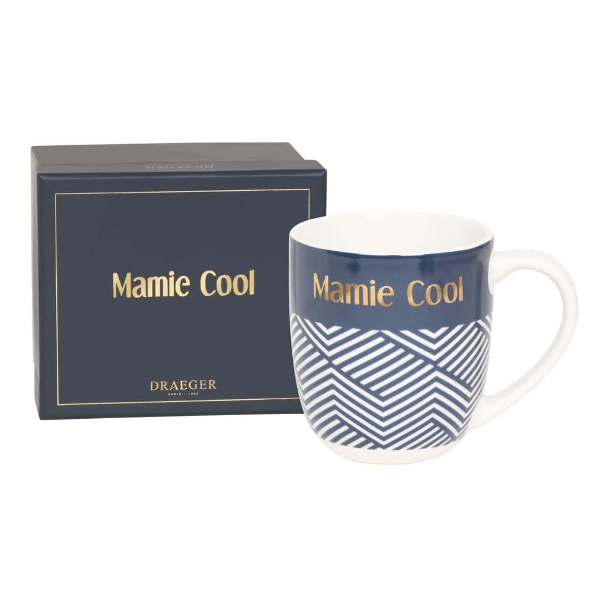 DRAEGER PARIS | Mug bleu en céramique "Mamie cool" | Idée Cadeau Mug humour Maman, Grand-mère, Mamie, Anniversaire| Mug original Coffret Cadeau