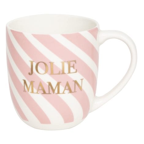 DRAEGER PARIS | Tasse en céramique rose “Jolie Maman” | Idée cadeau pour Maman, Famille, Meilleure maman, Mère, Naissance bébé | Tasse originale avec coffret cadeau.