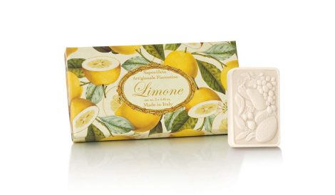 Citron – Ensemble cadeau de 3 savons naturels de 125g, décoratifs et gravés – Savon italien de Fiorentino