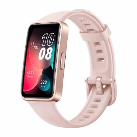 HUAWEI Band 8: Montre intelligente avec écran tactile sans bordure, suivi du sommeil, 100+ modes d’entrainement, charge rapide, longue durée, 10001+ cadrans au choix, étanche, compatible avec iPhone et Android, rose.