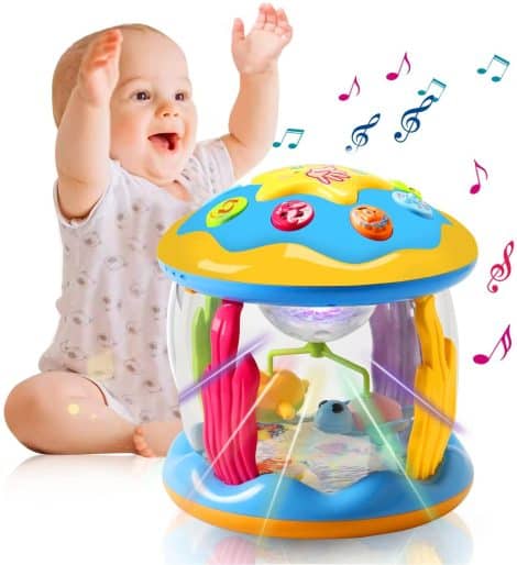 Jouet d’éveil pour bébés de 1 an, garçon ou fille, avec projecteur, musique et lumières. Cadeau idéal pour l’apprentissage précoce.