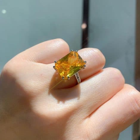 Bague de fiançailles en Citrine HCMA, bijou précieux pour femme, en forme ovale, idéal pour les fêtes et les cadeaux.