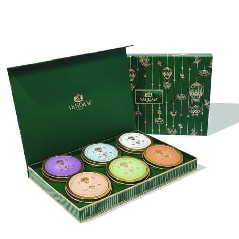 VAHDAM, Coffret Cadeau de 6 Thés Verts en Feuilles (150+ Tasses), Qualité Supérieure – Cadeau de Noël original pour femme.