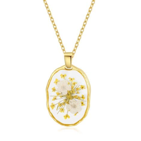 Collier de fleurs de jonquilles pressées | Cadeau de collier de fleurs pour femme | Collier femme en fleurs sauvages | 45 cm