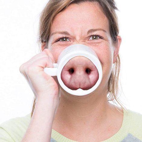 Tasse à café en céramique avec un nez de cochon amusant, idéale comme cadeau pour la famille, les amis et les enseignants.