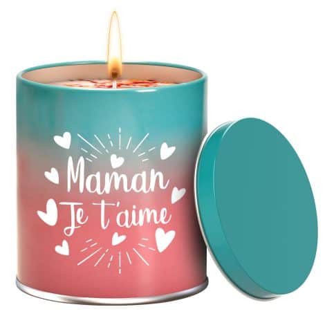 Bougie parfumée en pot de verre pour un cadeau de Noël original. Idée cadeau pour maman, fête des mères, anniversaire femme. Bougie naturelle pour femme.