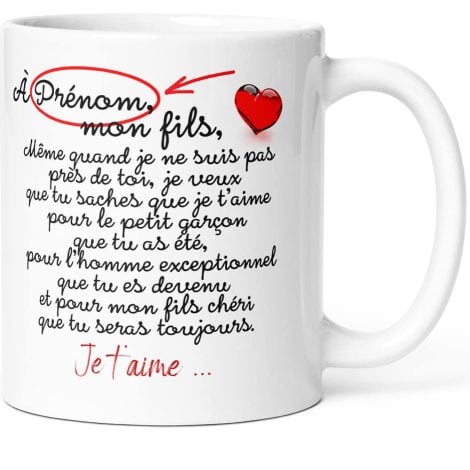 Mug personnalisable de la collection Luigi, idée cadeau originale pour garçon, avec message humoristique et prénom.