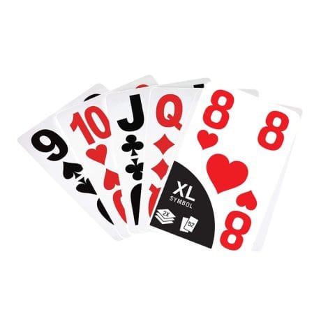 Pack de 2 cartes de jeu en carton haut de gamme avec des signes XL XXL pour aînés et malvoyants.