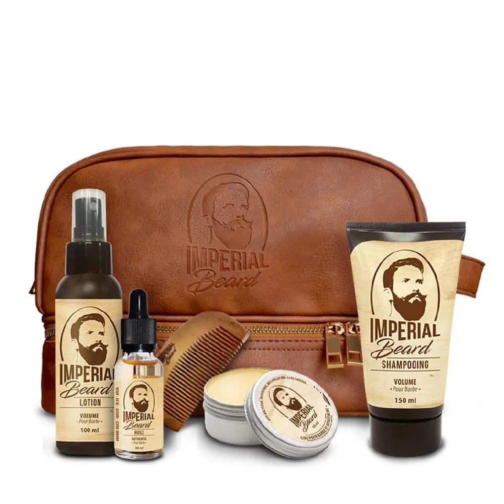 IMPERIAL BEARD - Kit Barbe Homme - 1 Peigne + 1 Shampooing Volume + 3 Soins - Cadeau Homme - Fabrication Française