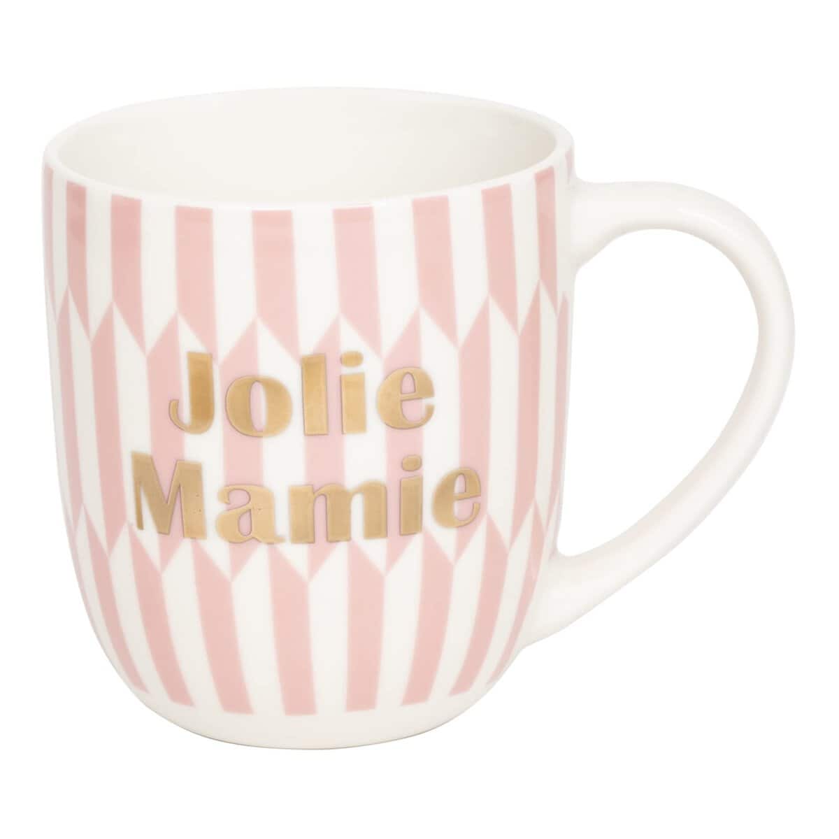 DRAEGER PARIS | Mug rose en céramique "Jolie Mamie" | Idée Cadeau pour Mamie, Grand-mère, Maman, Famille, Petits-enfants | Mug café thé avec Coffret Cadeau