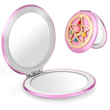 Miroir de poche pliable pratique, idéal pour les déplacements. Un cadeau parfait pour femmes et filles.