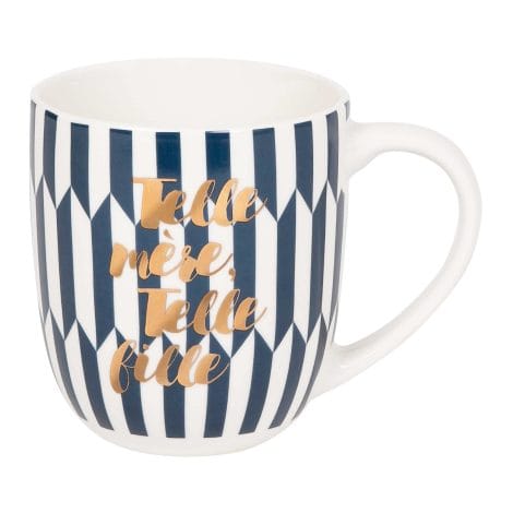 “Mug en céramique ‘Telle mère, telle fille’ by DRAEGER PARIS, idée cadeau drôle pour famille.”