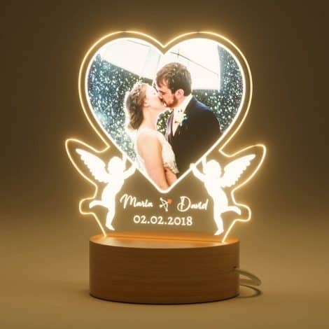 Lampe personnalisée photo en forme de cœur, cadeau Saint Valentin homme/femme/couple, cadre cœur LED USB.