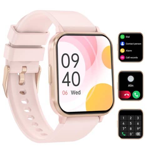 Montre connectée LIGE pour femme avec appel Bluetooth, écran HD de 1.83”, fonctionnalités féminines, étanche IP68, modes sportifs. Compatible iOS Android.