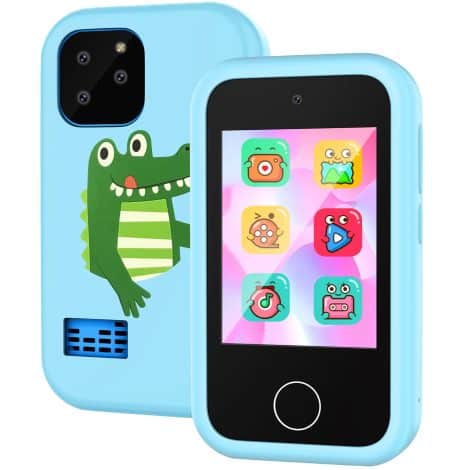 Téléphone Intelligent Enfant, Écran Tactile avec Dessins Animés, Musique, Jeux et Double Caméra. Idéal pour les Enfants de 3 à 10 ans.