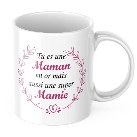 Tasse Super Mamie, cadeau idéal pour parents, future grand-mère, Fête des Mères, annoncer grossesse, cadeau original naissance.