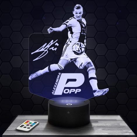 Lampe LED A.Popp Foot Footballeuse France, parfaite pour décorer bureau ou salon, idée cadeau noël pour fans.