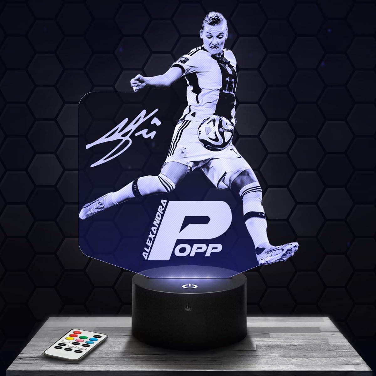 Lampe d'ambiance LED moderne A.Popp Foot Footballeuse France, idée cadeau deco Foot Lampe deco bureau salon homme Idée cadeau noel fan de A.Popp Foot Footballeuse France