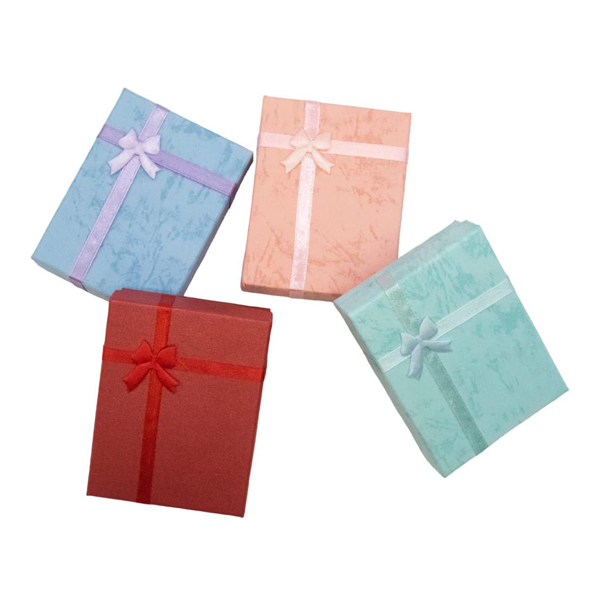 TRIXES Lot de 12 boîtes cadeau pour bijoux - Emballage de luxe pour petits cadeaux de Noël, Saint-Valentin, anniversaire - Présentation d'un collier, bracelet, bague et plus encore - 4 couleurs